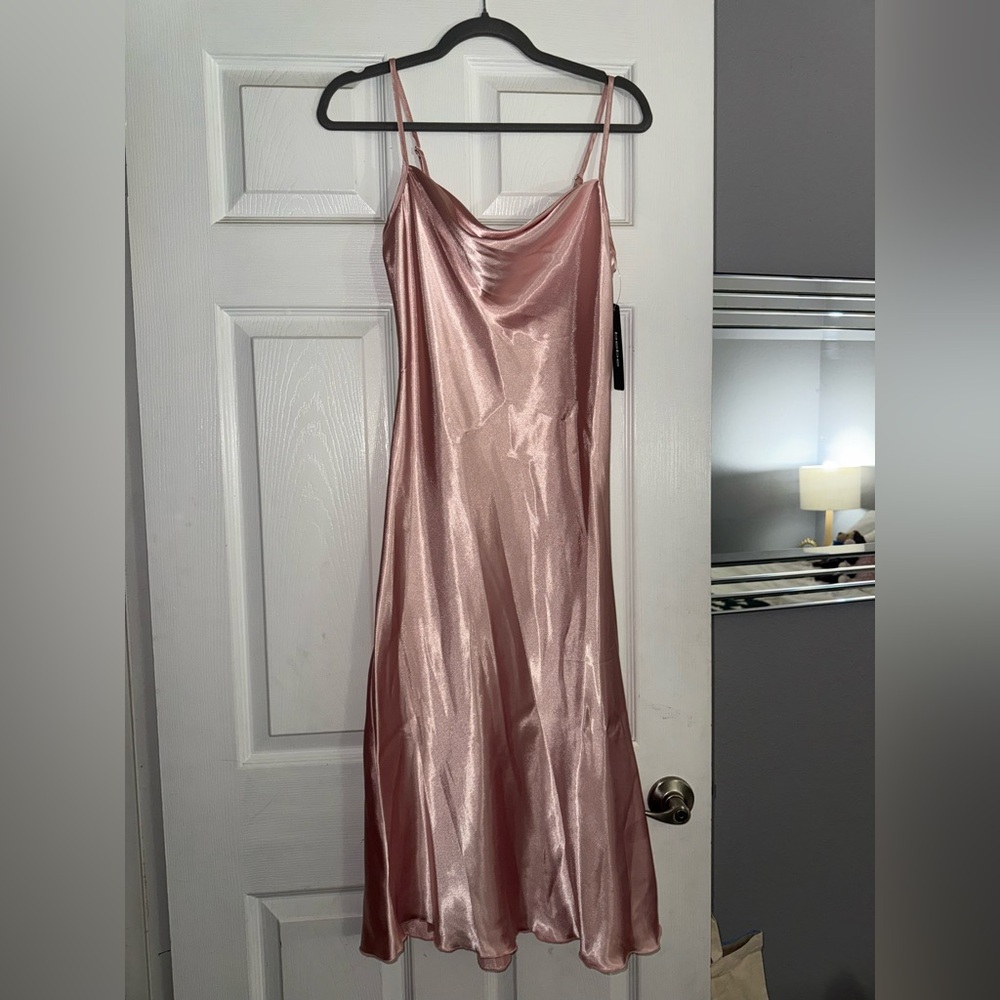 Pink BeBe Satin Midi Dress